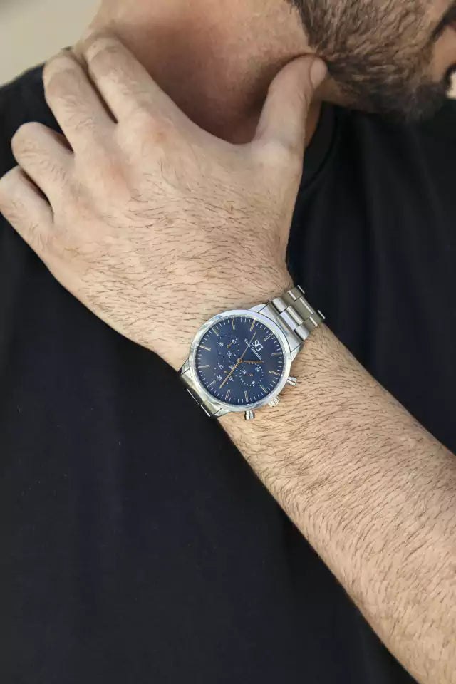 Relógio Masculino Chrono Blue Silver 42mm